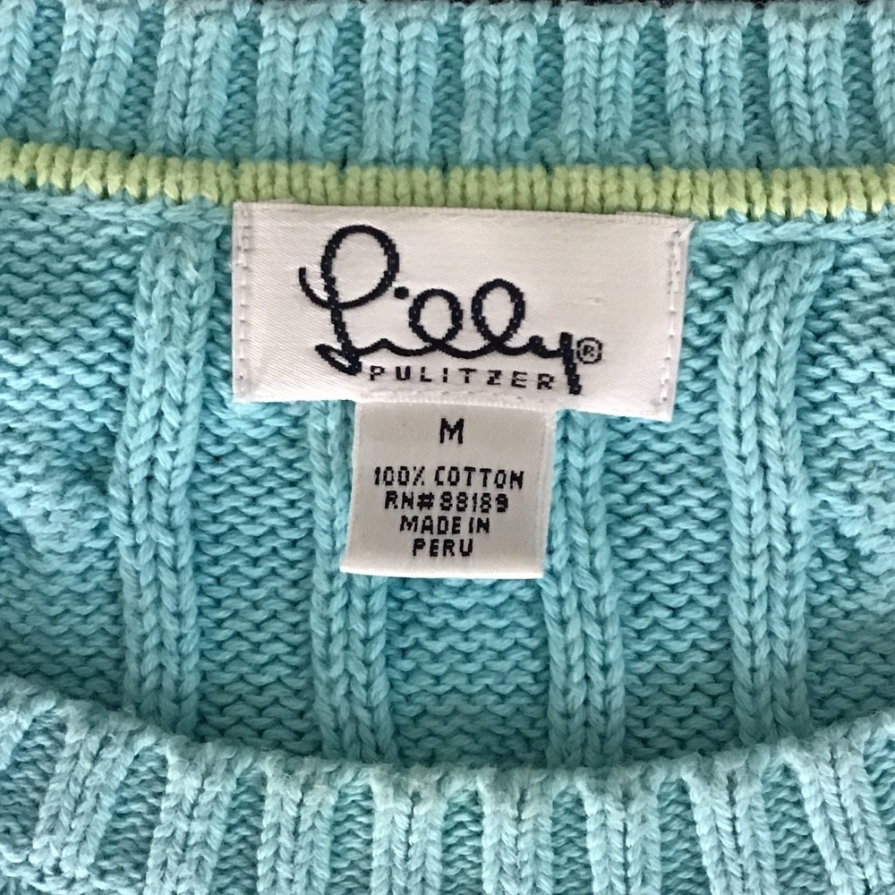 Lilly Pulitzer Cable Knit Crewneck Sweater in Aqua - Picture 3 of 9